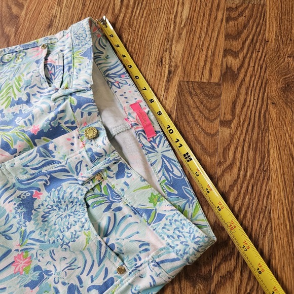 Lilly Pulitzer Blue Pink Size 6 Bright Colorful Casual Pants Tropical Botanical - Picture 9 of 11
